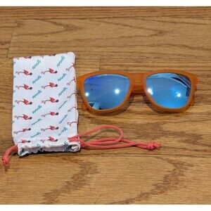 Goodr Sunglasses mod. Donkey Goggles Shades Orange Mirrored Blue Lens Polarized